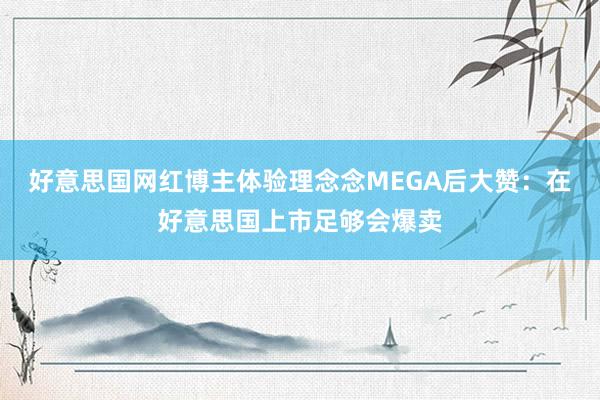 好意思国网红博主体验理念念MEGA后大赞：在好意思国上市足够会爆卖